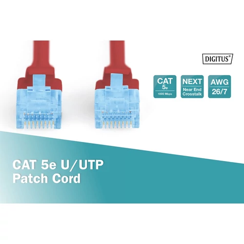 DIGITUS CAT5e U/UTP PVC 2m piros patch kábel