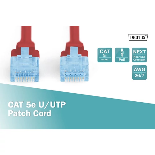 DIGITUS CAT5e U/UTP PVC 5m piros patch kábel