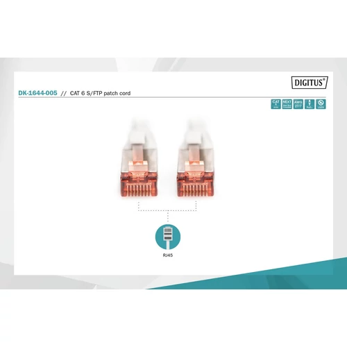 DIGITUS CAT6 S-FTP LSZH 0,5m szürke patch kábel