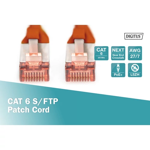 DIGITUS CAT6 S-FTP LSZH 0,5m piros patch kábel