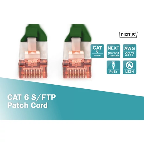 DIGITUS CAT6 S-FTP LSZH 1m zöld patch kábel