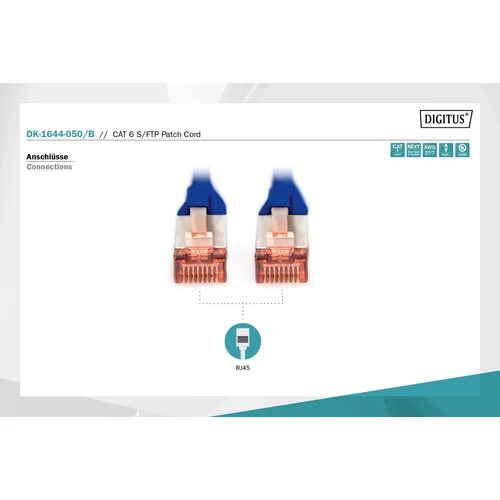 DIGITUS CAT6 S-FTP LSZH 5m kék patch kábel