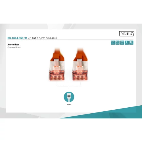 DIGITUS CAT6 S-FTP LSZH 5m piros patch kábel
