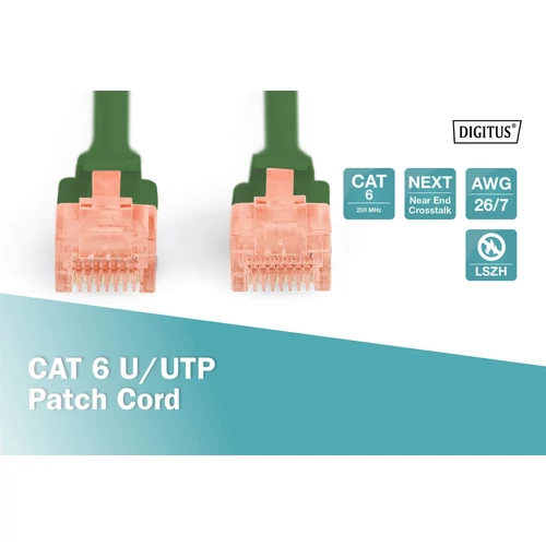 DIGITUS CAT6 U/UTP LSZH 0,5m zöld patch kábel
