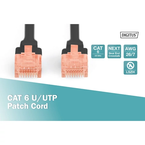 DIGITUS CAT6 U/UTP LSZH 2m fekete patch kábel