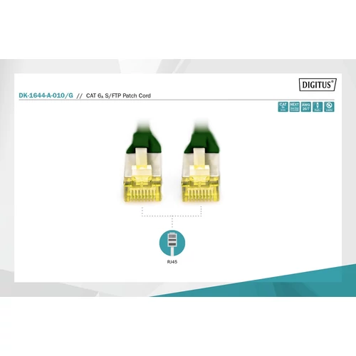 DIGITUS CAT6A S-FTP LSZH 1m zöld patch kábel