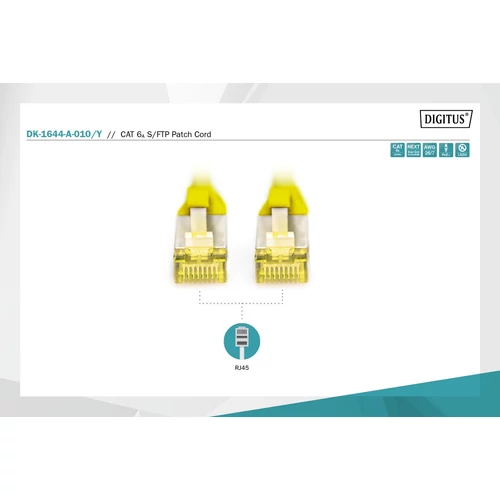 DIGITUS CAT6A S-FTP LSZH 1m sárga patch kábel