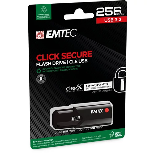 Pendrive, 256GB, USB 3.2, titkosított, EMTEC 