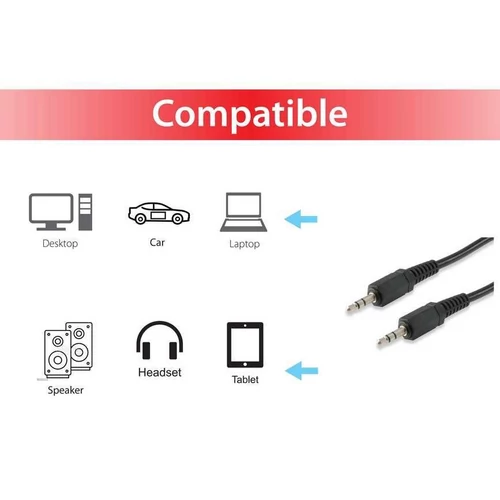Audio kábel, 3,5 mm jack, 2,5 m, EQUIP
