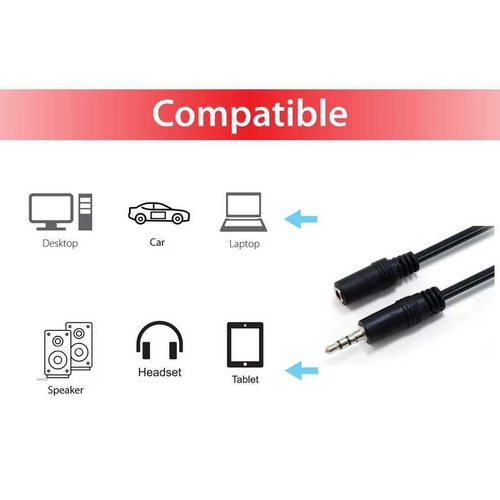 Audio hosszabbítókábel, 3,5 mm jack, 2,5 m, EQUIP