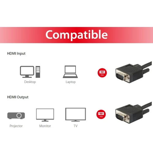 VGA monitor kábel, ferrit gyűrűvel, 5 m, EQUIP