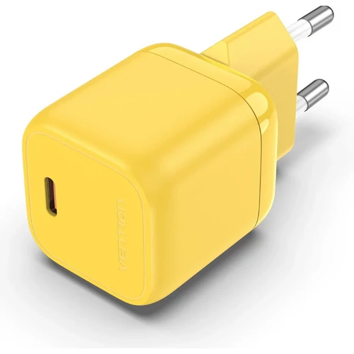 TÖLTŐ USB-C (1port,30W, sárga) ,Vention