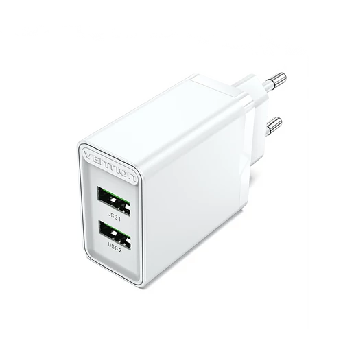 TÖLTŐ USB-A+A (2port, 18W/18W,fehér), Vention