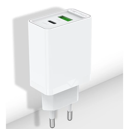 TÖLTŐ USB-A+C (2port, 18W/20W,fehér), Vention