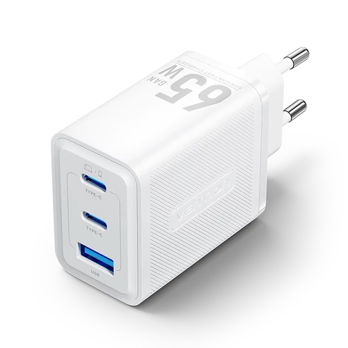 TÖLTŐ USB-C+C+A (65W/65W/60W, 3-portos GaN, fehér), Vention
