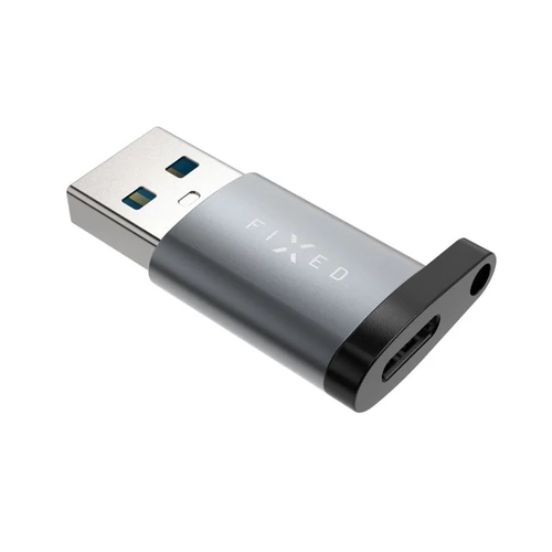 FIXED alumínium USB-C - USB-A adapter szürke