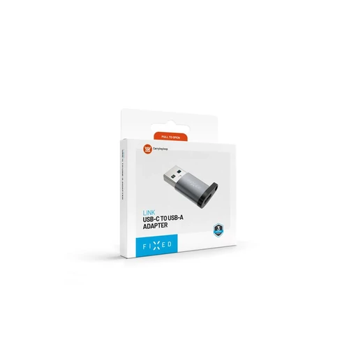 FIXED alumínium USB-C - USB-A adapter szürke