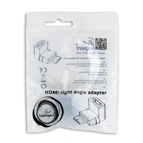 Gembird A-HDMI90-FML HDMI right angle adapter 90° downwards Blalck