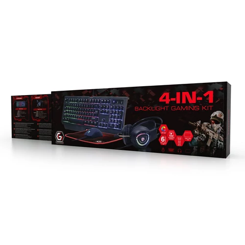 Gembird GGS-UMGL4-01-HU Phantom 4-in-1 Backlight Gaming kit Black HU