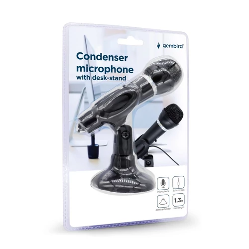 Gembird MIC-D-04 condenser microphone with desk-stand Black