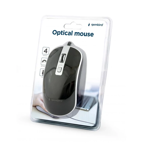 Gembird MUS-4B-06-BS Optical mouse Black/Silver