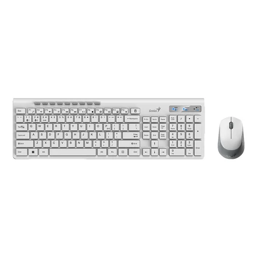 Genius SlimStar 8230 Magyar vezeték nélküli fehér BT + 2.4G szett Copilot billentyűzettel és csendes egérrel