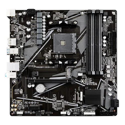 Gigabyte Alaplap - AMD A520M DS3H V2 AM4 (A520M, 4xDDR4 3200MHz, PCI-E, RAID, 4xSATA3, M.2, 6xUSB2.0, 6xUSB3.1)