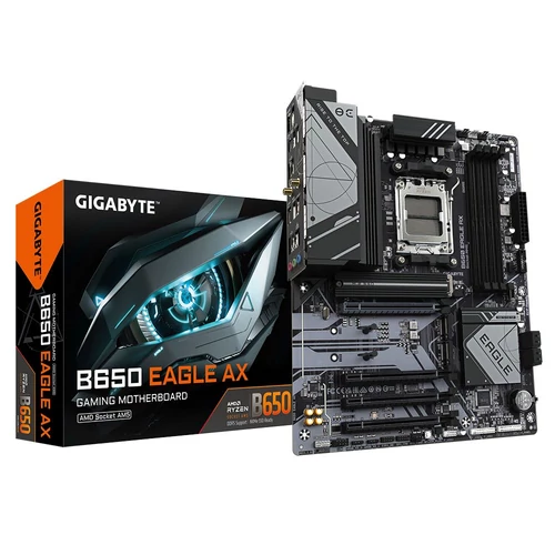 Gigabyte Alaplap - AMD B650 EAGLE AX AM5 (B650, 4xDDR5 5200MHz, RAID, 4xSATA3, M.2, 8xUSB2.0, 6xUSB3.1)
