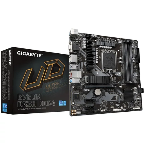 Gigabyte Alaplap - Intel B760M DS3H DDR4 s1700 (B760, 4xDDR4 3200MHz, DP/HDMI, 4xSATA3, M.2, 6xUSB2.0, 6xUSB3.1)