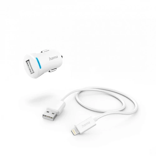 Hama 201610 FIC E3 Lighting- USB adatkábellel fehér autós töltő szett