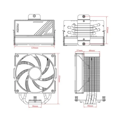 ID-Cooling CPU Cooler - FROZN A410 ARGB (29.9dB; max. 132,54 m3/h; 4pin, 4 db heatpipe, 12cm, A-RGB, PWM)