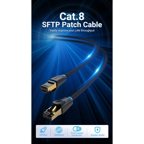 KÁBEL SFTP Patch (Cat.8, szövet), 0,5m,Vention