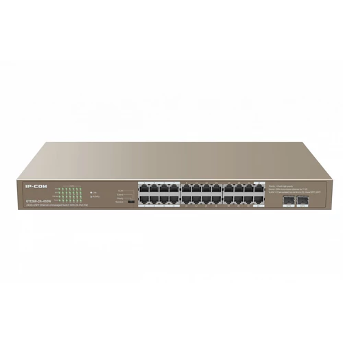 IP-COM Switch PoE - G1126P-24-410W (24x1Gbps; 2x SFP; 24 af/at PoE+ port; 370W, Rackbe szerelhető)