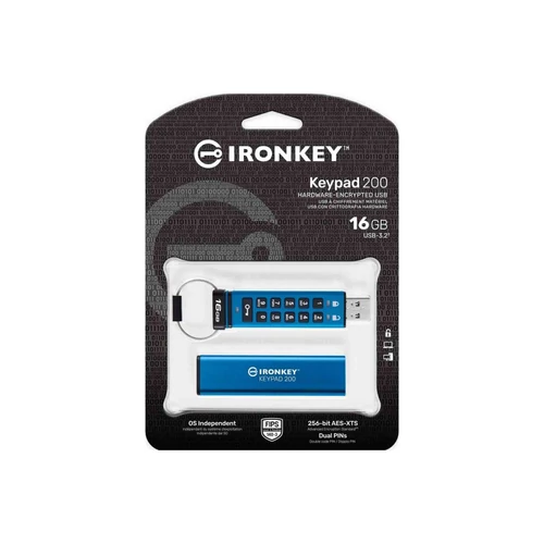 Kingston 16GB USB3.2 Gen1 A Ironkey Keypad 200 (IKKP200/16GB) pendrive