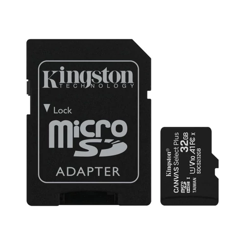 Kingston 32GB SD micro Canvas Select Plus (SDHC Class 10 A1) (SDCS2/32GB) memória kártya adapterrel