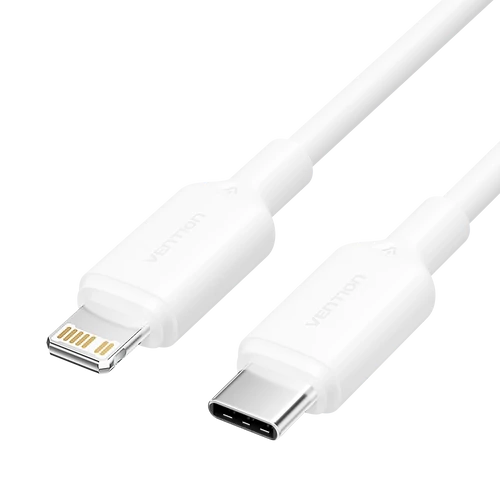 KÁBEL USB-C 2.0 -> Lightning, (3A, fehér) 2m, Vention