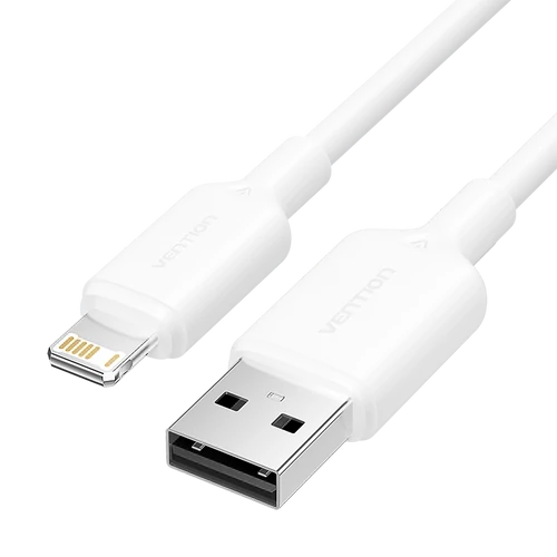 KÁBEL USB-A 2.0 -> Lightning, (2,4A, fehér) 1m, Vention