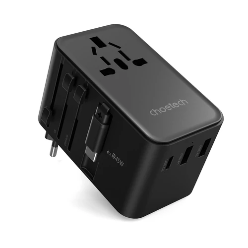 TÖLTŐ USB-C*2+USB-A*2 (45W, kábeles, US,UK,EU,AU),Choetech