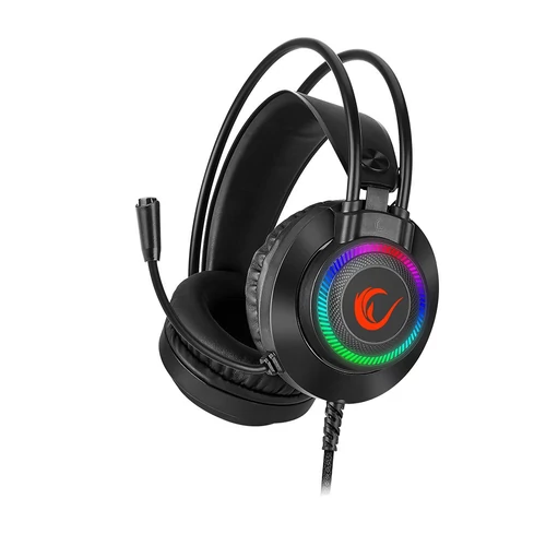 Rampage Fejhallgató - RM-K27 X-JAMMER (mikrofon, 3,5 mm Jack, hangerőszabályzó, nagy-párnás, fekete, RGB LED)