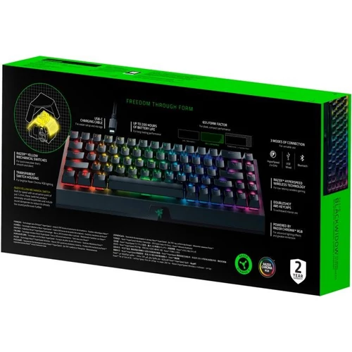 Razer BlackWidow V3 Mini HyperSpeed (Green Switch) US RGB fekete gamer billentyűzet