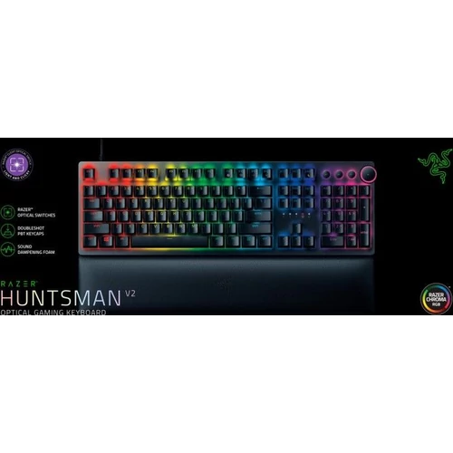 Razer Huntsman V2 (Purple Switch) US RGB fekete gamer billentyűzet