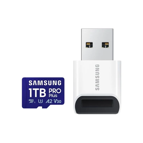 Samsung MicroSD kártya - 1TB MB-MD1T0SB/WW (PRO PLUS kártyaolvasóval, microSDXC, UHS-I, R180/W130, adapter, 1TB)