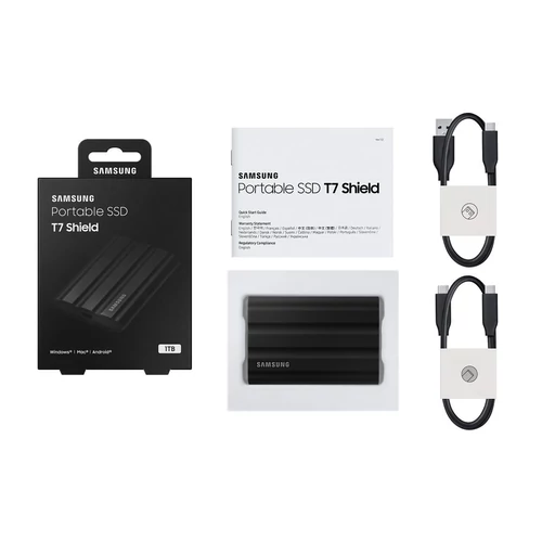 Samsung 1000GB USB 3.2 (MU-PE1T0S/EU) fekete T7 Shield külső SSD