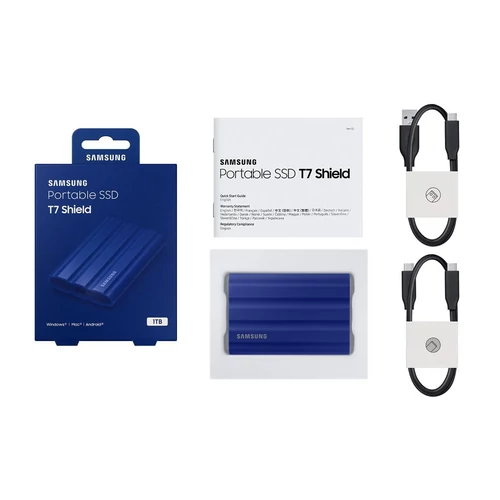 Samsung 1000GB USB 3.2 (MU-PE1T0R/EU) kék T7 Shield külső SSD