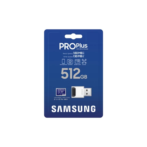 Samsung MicroSD kártya - 512GB MB-MD512SB/WW (PRO PLUS, UHS-I, R180/W130, adapter, 512GB)