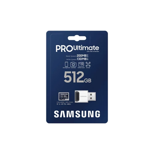 Samsung MicroSD kártya - 512GB MB-MY512SB/WW (PRO Ultimate kártyaolvasóval, Class10, R200/W130, 512GB)