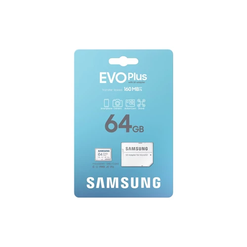 Samsung 64GB SD micro EVO Plus (SDXC Class10 UHS-I) (MB-MC64SA/EU) memóriakártya adapterrel