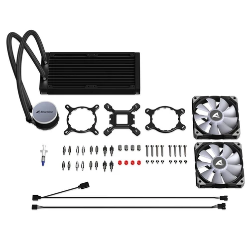 Sharkoon CPU Water Cooler - S70 RGB AIO 240mm (max. 35 dB (A); max. 131.93 m3/h; 2x12cm, A-RGB LED)
