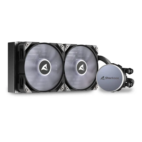 Sharkoon CPU Water Cooler - S70 RGB AIO 240mm (max. 35 dB (A); max. 131.93 m3/h; 2x12cm, A-RGB LED)