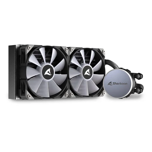 Sharkoon CPU Water Cooler - S70 RGB AIO 240mm (max. 35 dB (A); max. 131.93 m3/h; 2x12cm, A-RGB LED)